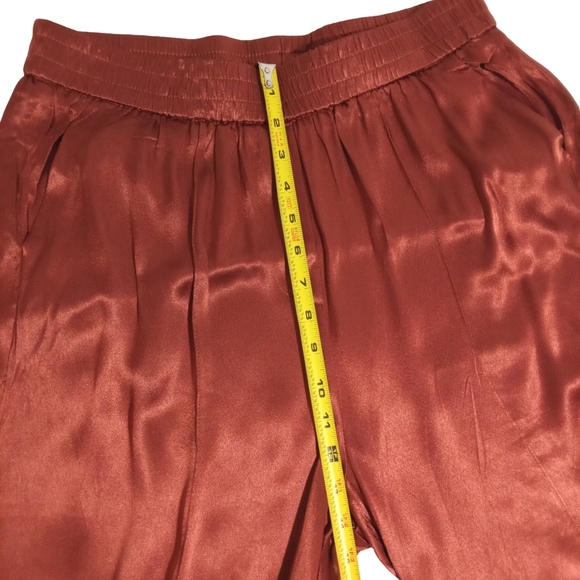 FRNCH Paris Women's Elastic Pull On Pocket Rust Brown Wide Leg Pants Size XL - Picture 7 of 9